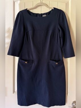 Vince Camuto Navy Blue Stretch Ponte Sheath Dress